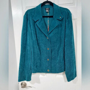 RQT Teal Blue Corduroy Double Lapel Lightweight Jacket in Size XL